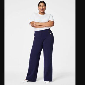 Spanx NWT Ponte Button Front Wide Leg Pants in Lapis Blue/Navy